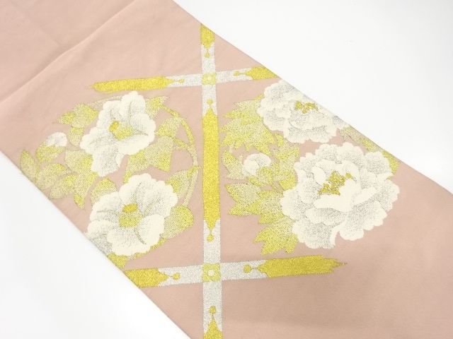JAPANESE NAGOYA OBI / WOVEN FLOWER ROUNDEL